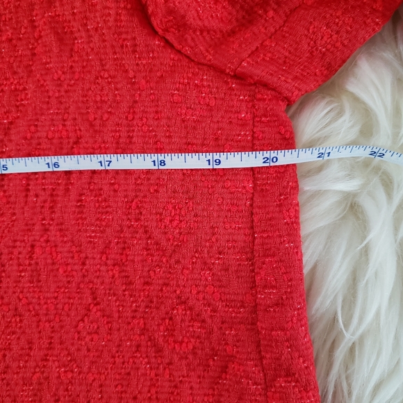 VGUC Zara Jacquard Herringbone Buttoned Mid Length Coat Red Size Large - Picture 13 of 16